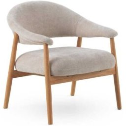 GEESE HOME Sillón de madera de roble tapizado en blanco
