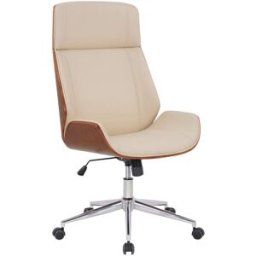 CLP Silla de oficina giratoria regulable en simil cuero nogal/crema