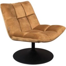 Dutchbone Sillón giratorio en terciopelo dorado de diseño moderno