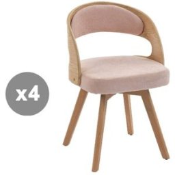 Meubles Cosy Juego de 4 sillas giratorias 360° con respaldo y asiento, rosa