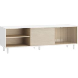 VASAGLE Mueble para televisores hasta 60 pulgadas de color blanco y beige