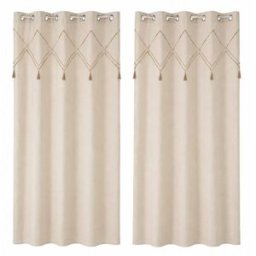 NIYLO Conjunto de 2 cortinas en algodón beige 140x260 cm