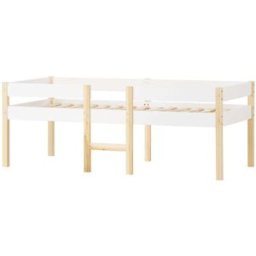 OKWISH Cama infantil blanca de madera maciza con cajones 90x200 cm