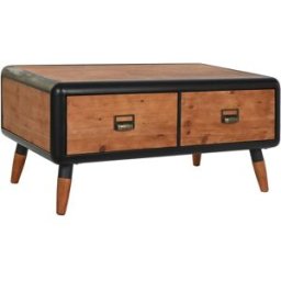 NIYLO Mesa centro de madera marrón 97x56x45 cm