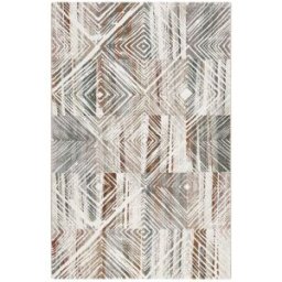 Esprit Alfombra tejida muy original color ladrillo, gris y blanco 120x170