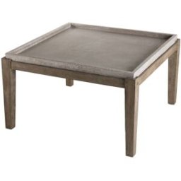 MACABANE Mesa de centro de jardín cuadrada cemento y acacia de 83 cm