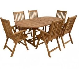 Axi Conjunto de jardín - 6 personas - mesa ovalada - teca - marrón