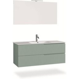 AQA DESIGN Mueble de baño de 4 piezas en mdf verde salvia