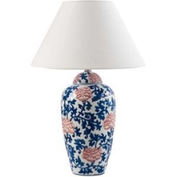 Beliani Lámpara de mesa porcelana blanco azul