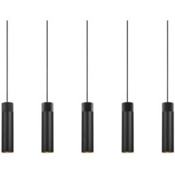 Nordlux Lámpara regleta de techo 5 luces negro cilíndricas con pieza de madera