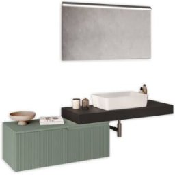 AQA DESIGN Mueble de baño 4 piezas en mdf antracita/verde salvia