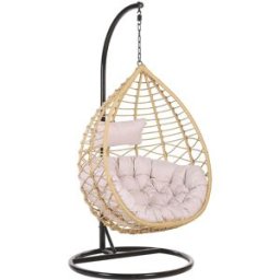 Beliani Sillón colgante con soporte ratán sintético natural