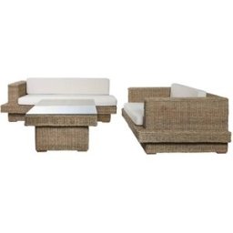 NIYLO Conjunto de muebles de jardín de teca marrón 192x105x63 cm