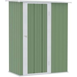 OKWISH Caseta de jardín verde de acero con puerta 142x84x189 cm
