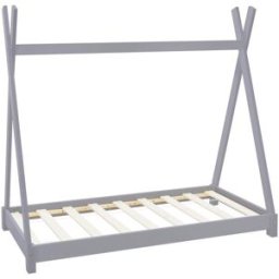 ML-Design Cama infantil tipi 70x140 cm color gris claro con anticaída y somier