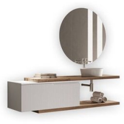 AQA DESIGN Mueble de baño 5 piezas en mdf roble/blanco mate
