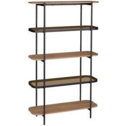 sweeek Estantería librería de vidrio, decoración de madera y metal, 5