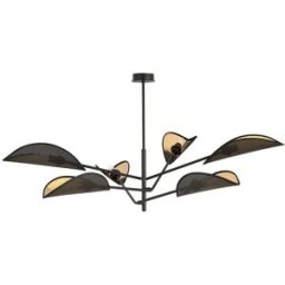 Wonderlamp Lámpara colgante orientable con 6 pantallas de tela negra