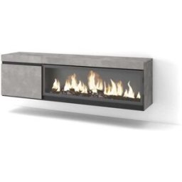 Skraut home Mueble tv efecto madera cemento 158x35x45cm chimenea efecto fuego
