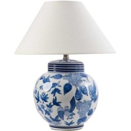 Beliani Lámpara de mesa porcelana blanco azul
