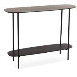 Versa Home Consola de entrada en aglomerado efecto madera y metal marrón y negro