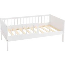 ML-Design Cama infantil 70x140 cm color blanco con anticaída y somier