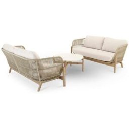 Defora Home Conjunto de jardín 2 sofás dobles y una mesa redonda 80cm