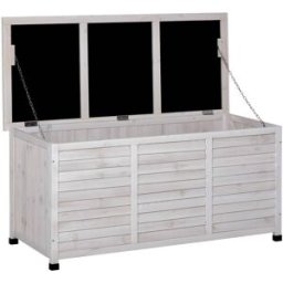 Outsunny Baúl de madera 127x56x60 cm blanco