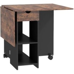 Homcom Mesa plegable comedor 120x72x75 cm marrón rústico y negro
