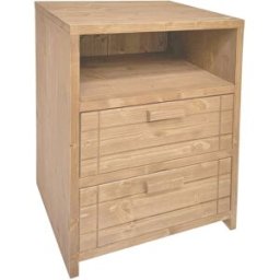 NATYAL Mesita de noche de madera maciza con 2 cajones en tonos claros 40cm