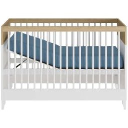 ID Kids Cuna bebé y colchón blanco y madera 70x130 cm