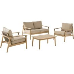 sweeek Conjunto de jardín de madera de acacia y cuerdas, 4 plazas, natural