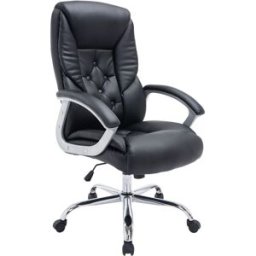CLP Silla de oficina giratoria regulable en simil cuero negro
