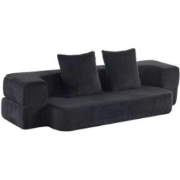 OKWISH Sofá negro de espuma convertible