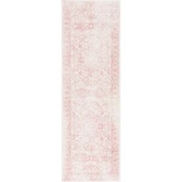 Safavieh Alfombra vintage de polipropileno blanco/rosa, 76 x 305 cm