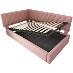 MODFU Cama infantil de terciopelo rosa 90 x 200 cm con almacenaje