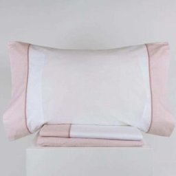 Casa da Laura Sábanas 100% algodón 180 hilos rayas rosa cama 135/140 2 almohadas 5
