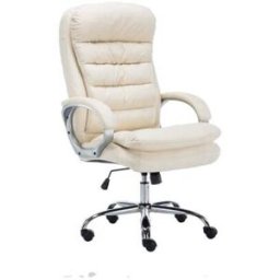CLP Silla de oficina giratoria regulable en Simil cuero Crema