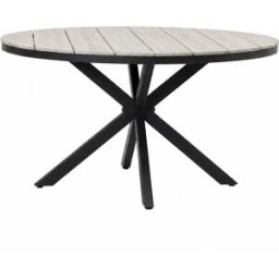 Edenjardin Mesa de jardín redonda 166cm, en antracita y tablero imitación madera