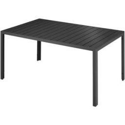 Tectake Mesa de jardín de aluminio, patas ajustables, negro 150x90x74,5cm