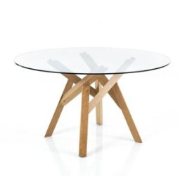 ORESTELUCHETTA Mesa rotondo cristal transparente ø137 cm, 6 postes, sala pranzo