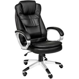Tectake Silla de oficina ajustable con reposacabezas, negro 65x72x113-122cm