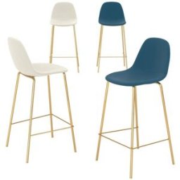 Maison Pavane Pack de 4 sillas para isla central blancas y azules 65 cm