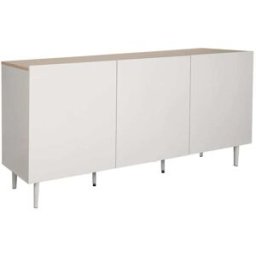 sweeek Aparador de metal y decoración de madera 3 puertas, 150cm, beige