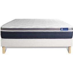 Actisom Somier blanco + colchón con espuma viscoelástica 135 x 190