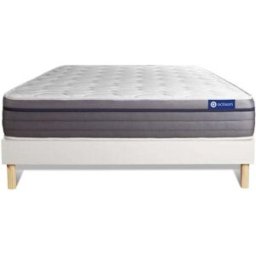 Actisom Somier blanco + colchón con espuma viscoelástica 180 x 200