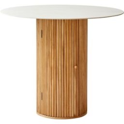 Nordlys Mesa de comedor redonda de madera con tablero efecto mármol