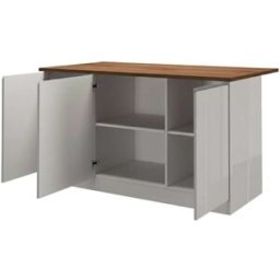 Dmora Isla de cocina imitación madera blanco brillante, roble 155x90h90 cm