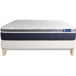 Actisom Somier blanco + colchón con látex y espuma viscoelástica 160 x 200