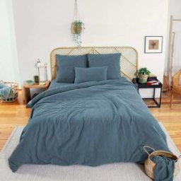 sweeek Ropa de cama de gasa de algodón azul oscuro